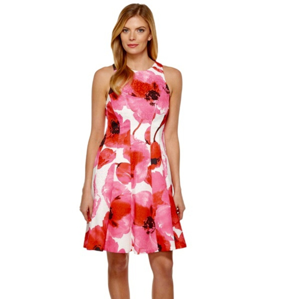 Maggy London flower print fit and flare midi dress